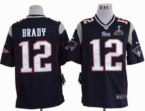 2015 Super Bowl XLIX Jersey Youth 2012 nike New England Patriots 12# Tom Brady blue game jerseys