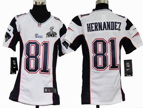 2015 Super Bowl XLIX Jersey Youth 2012 nike New England patriots #81 Hernandez white game Jerseys