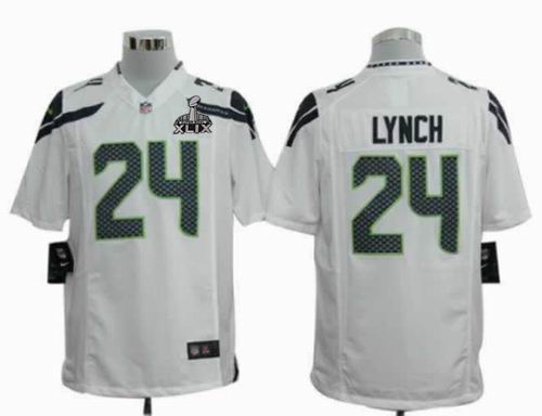 2015 Super Bowl XLIX Jersey Youth 2012 nike Seattle Seahawks 24# Marshawn Lynch Game white Color Jersey