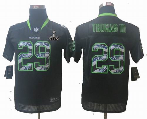 2015 Super Bowl XLIX Jersey Youth 2014 New Nike Seattle Seahawks 29# Earl Thomas III Lights Out Black Stitched Elite Jerseys