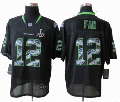 2015 Super Bowl XLIX Jersey Youth 2014 Nike Seattle Seahawks #12 Fan Black Lights Out titched Elite jerseys