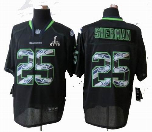 2015 Super Bowl XLIX Jersey Youth 2014 Nike Seattle Seahawks 25# Richard Sherman Black Lights Out titched Elite jerseys