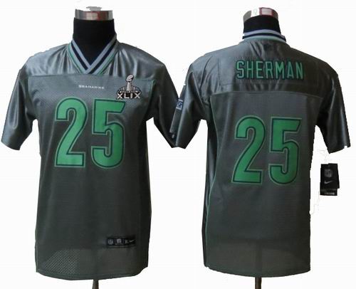 2015 Super Bowl XLIX Jersey Youth 2014 Nike Seattle Seahawks 25# Richard Sherman Grey Vapor Elite Jerseys