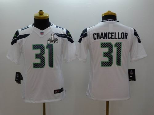 2015 Super Bowl XLIX Jersey Youth 2014 Nike Seattle Seahawks 31# Kam Chancellor white limited Jersey