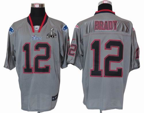 2015 Super Bowl XLIX Jersey Youth Nike New England Patriots 12# Tom Brady Lights Out grey elite Jersey