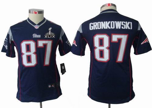 2015 Super Bowl XLIX Jersey Youth Nike New England Patriots 87# Rob Gronkowski blue limited Jersey