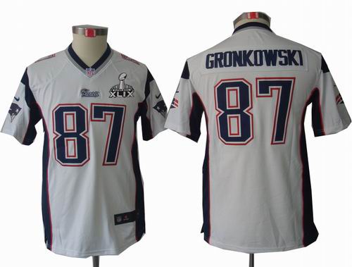 2015 Super Bowl XLIX Jersey Youth Nike New England Patriots 87# Rob Gronkowski white limited Jersey