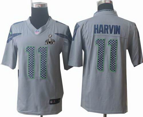 2015 Super Bowl XLIX Jersey Youth Nike Seattle Seahawks 11# Percy Harvin limited grey Jersey