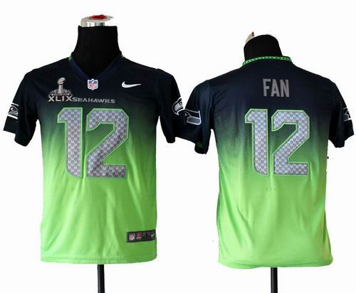 2015 Super Bowl XLIX Jersey Youth Nike Seattle Seahawks 12th Fan Elite Drift II Fashion Jersey