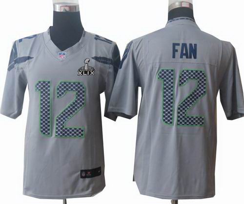 2015 Super Bowl XLIX Jersey Youth Nike Seattle Seahawks 12th Fan limited grey Jersey