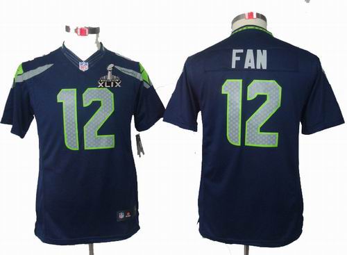 2015 Super Bowl XLIX Jersey Youth Nike Seattle Seahawks 12th Fan limited team color Jersey