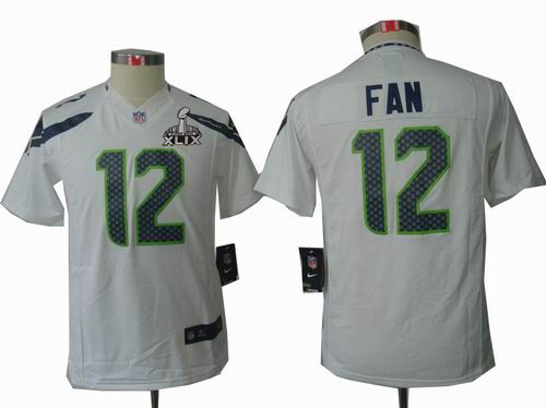 2015 Super Bowl XLIX Jersey Youth Nike Seattle Seahawks 12th Fan white limited Jersey