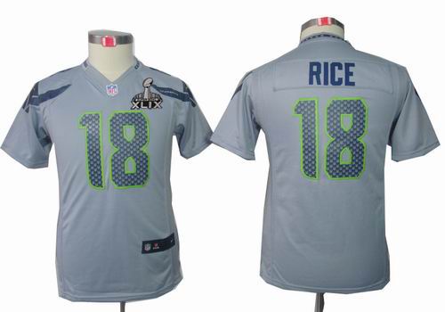 2015 Super Bowl XLIX Jersey Youth Nike Seattle Seahawks 18# Sidney Rice grey limited Jersey