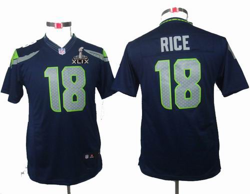 2015 Super Bowl XLIX Jersey Youth Nike Seattle Seahawks 18# Sidney Rice team color limited Jersey