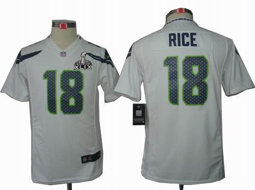 2015 Super Bowl XLIX Jersey Youth Nike Seattle Seahawks 18# Sidney Rice white limited Jersey