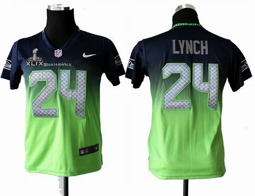 2015 Super Bowl XLIX Jersey Youth Nike Seattle Seahawks 24# Marshawn Lynch Elite Drift II Fashion Jersey
