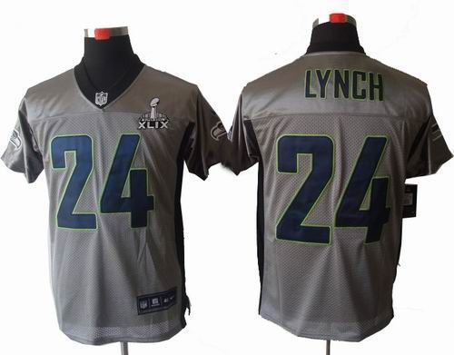 2015 Super Bowl XLIX Jersey Youth Nike Seattle Seahawks 24# Marshawn Lynch Gray shadow elite jerseys