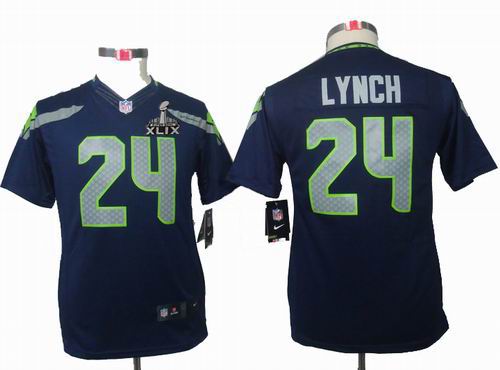 2015 Super Bowl XLIX Jersey Youth Nike Seattle Seahawks 24# Marshawn Lynch Team color limited Jersey