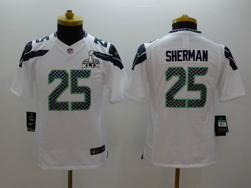 2015 Super Bowl XLIX Jersey Youth Nike Seattle Seahawks 25# Richard Sherman limited white Jersey