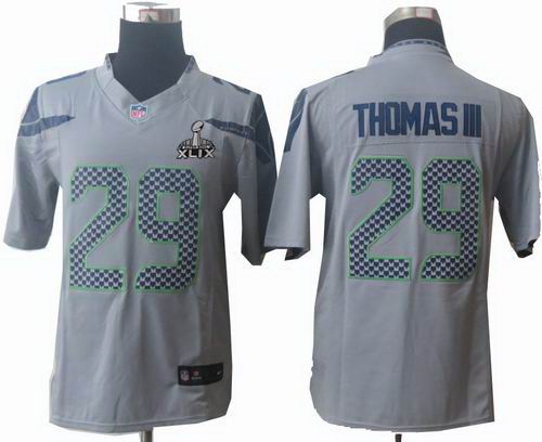 2015 Super Bowl XLIX Jersey Youth Nike Seattle Seahawks 29# Earl Thomas III limited grey Jersey