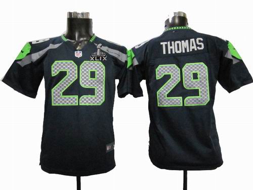 2015 Super Bowl XLIX Jersey Youth Nike Seattle Seahawks 29# Earl Thomas team color Game Jersey