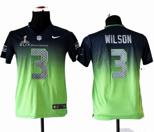 2015 Super Bowl XLIX Jersey Youth Nike Seattle Seahawks 3# Russell Elite Drift II Fashion Jersey Wilson