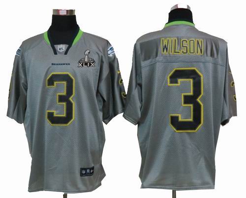 2015 Super Bowl XLIX Jersey Youth Nike Seattle Seahawks 3# Russell Wilson Lights Out grey elite Jersey