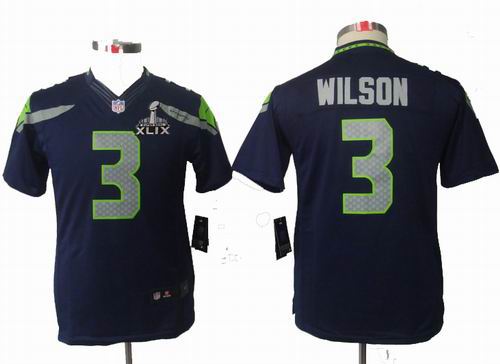 2015 Super Bowl XLIX Jersey Youth Nike Seattle Seahawks 3# Russell Wilson Team Color limited Jersey