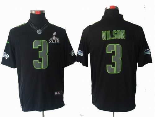 2015 Super Bowl XLIX Jersey Youth Nike Seattle Seahawks 3# Russell Wilson black Impact Limited Jersey