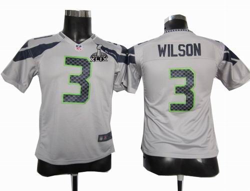 2015 Super Bowl XLIX Jersey Youth Nike Seattle Seahawks 3# Russell Wilson grey game Jersey