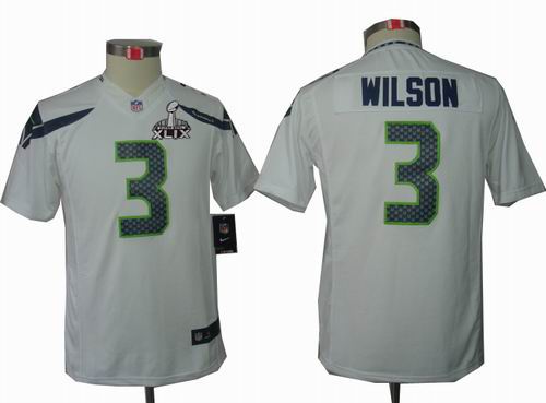 2015 Super Bowl XLIX Jersey Youth Nike Seattle Seahawks 3# Russell Wilson white limited Jersey