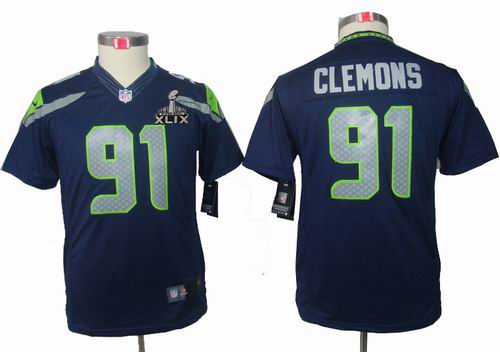 2015 Super Bowl XLIX Jersey Youth Nike Seattle Seahawks 91 Chris Clemons team color limited jerseys