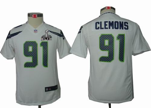 2015 Super Bowl XLIX Jersey Youth Nike Seattle Seahawks 91 Chris Clemons white limited jerseys