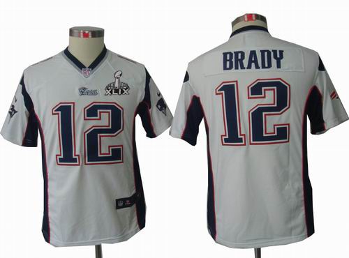 2015 Super Bowl XLIX Jersey Youth nike New England Patriots 12# Tom Brady white limited jerseys