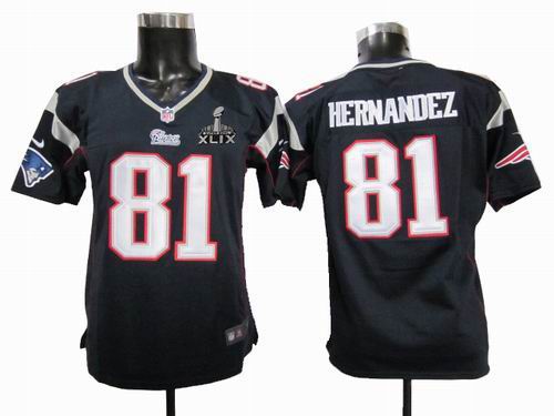 2015 Super Bowl XLIX Jersey Youth nike New England patriots #81 Hernandez blue game Jerseys
