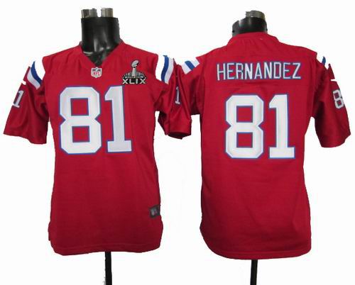 2015 Super Bowl XLIX Jersey Youth nike New England patriots #81 Hernandez red game Jerseys