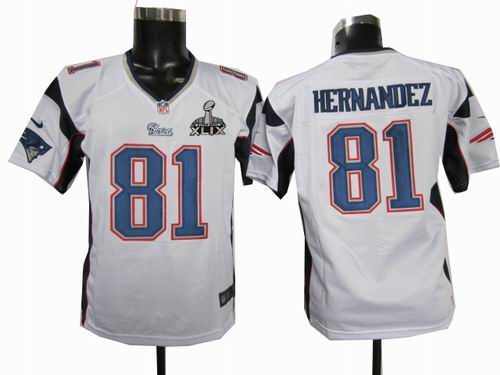 2015 Super Bowl XLIX Jersey Youth nike New England patriots #81 Hernandez white game Jerseys