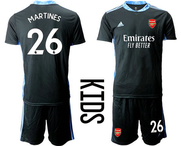 2020-21 Arsenal 26 MARTINES Black Youth Goalkeeper Soccer Jerseys