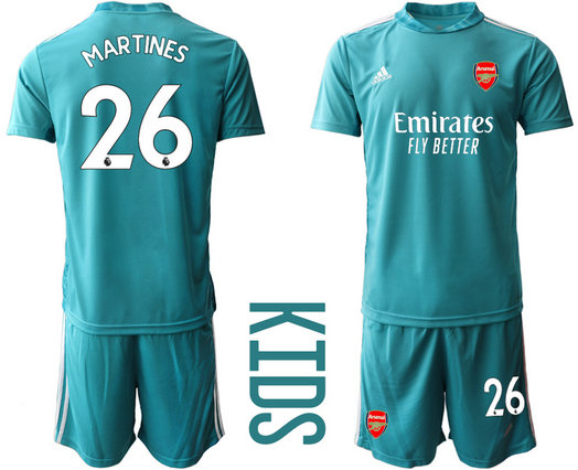2020-21 Arsenal 26 MARTINES Blue Youth Goalkeeper Soccer Jersey