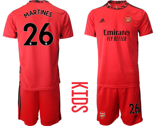 2020-21 Arsenal 26 MARTINES Red Youth Goalkeeper Soccer Jersey