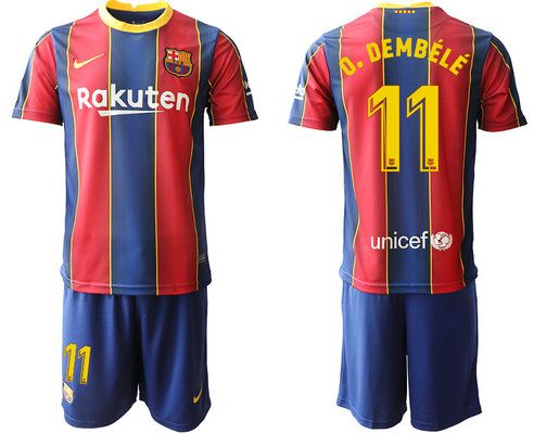 2020-21 Barcelona 11 O. DEMBELE Home Soccer Jersey