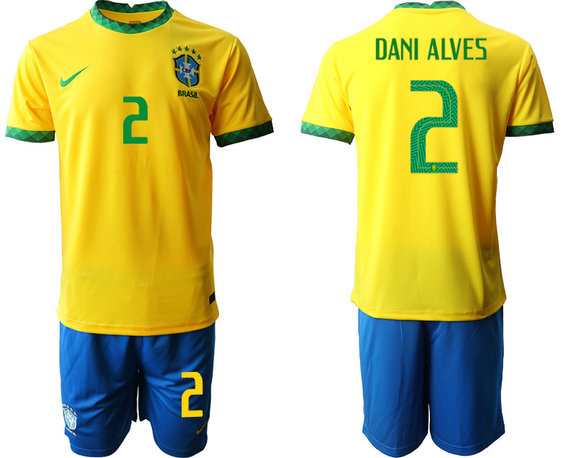 2020-21 Brazil 2 DANI ALVES Home Soccer Jersey
