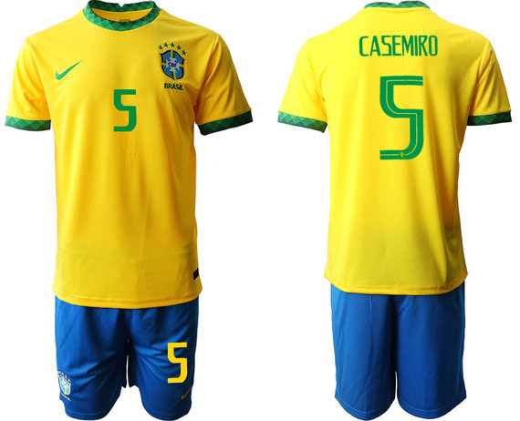 2020-21 Brazil 5 CASEMIRO Home Soccer Jersey