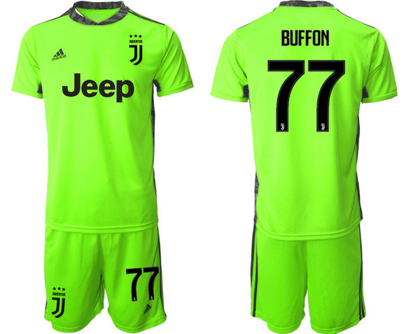 2020-21 Juventus 77 BUFFON Fluorescent Green Goalkeeper Soccer Jersey