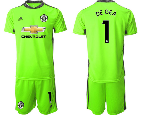 2020-21 Manchester United 1 DE GEA Fluorescent Green Goalkeeper Soccer Jersey