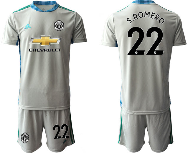 2020-21 Manchester United 22 S.ROMERO Gray Goalkeeper Soccer Jersey