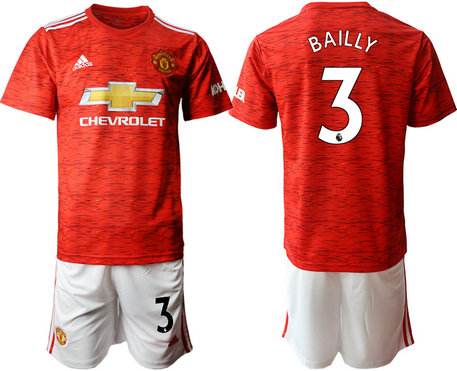 2020-21 Manchester United 3 BAILLY Home Soccer Jersey