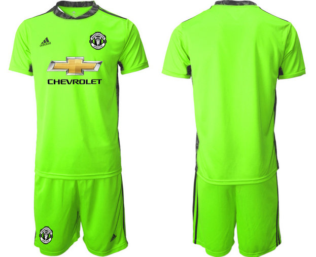 2020-21 Manchester United Fluorescent Green Goalkeeper Soccer Jersey