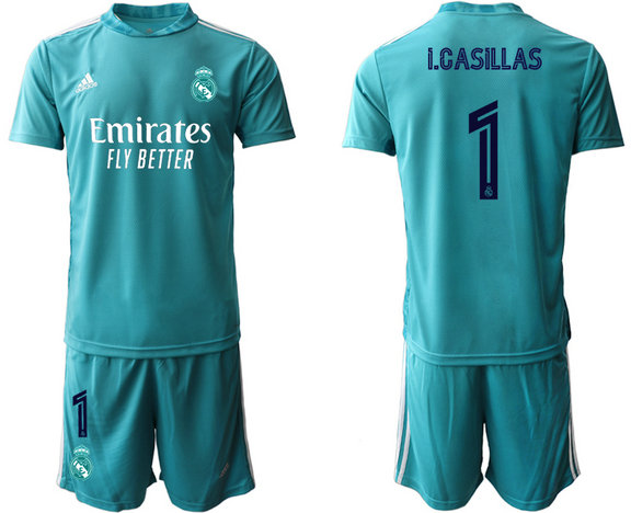 2020-21 Real Madrid 1 I.CASILLAS Blue Goalkeeper Soccer Jersey
