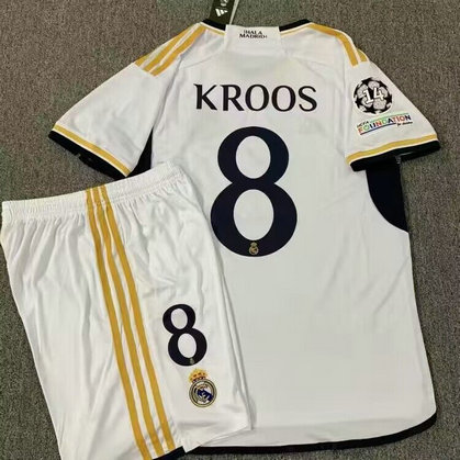 2023-24 Real Madrid 8 Kroos Home Soccer Champions Jersey set